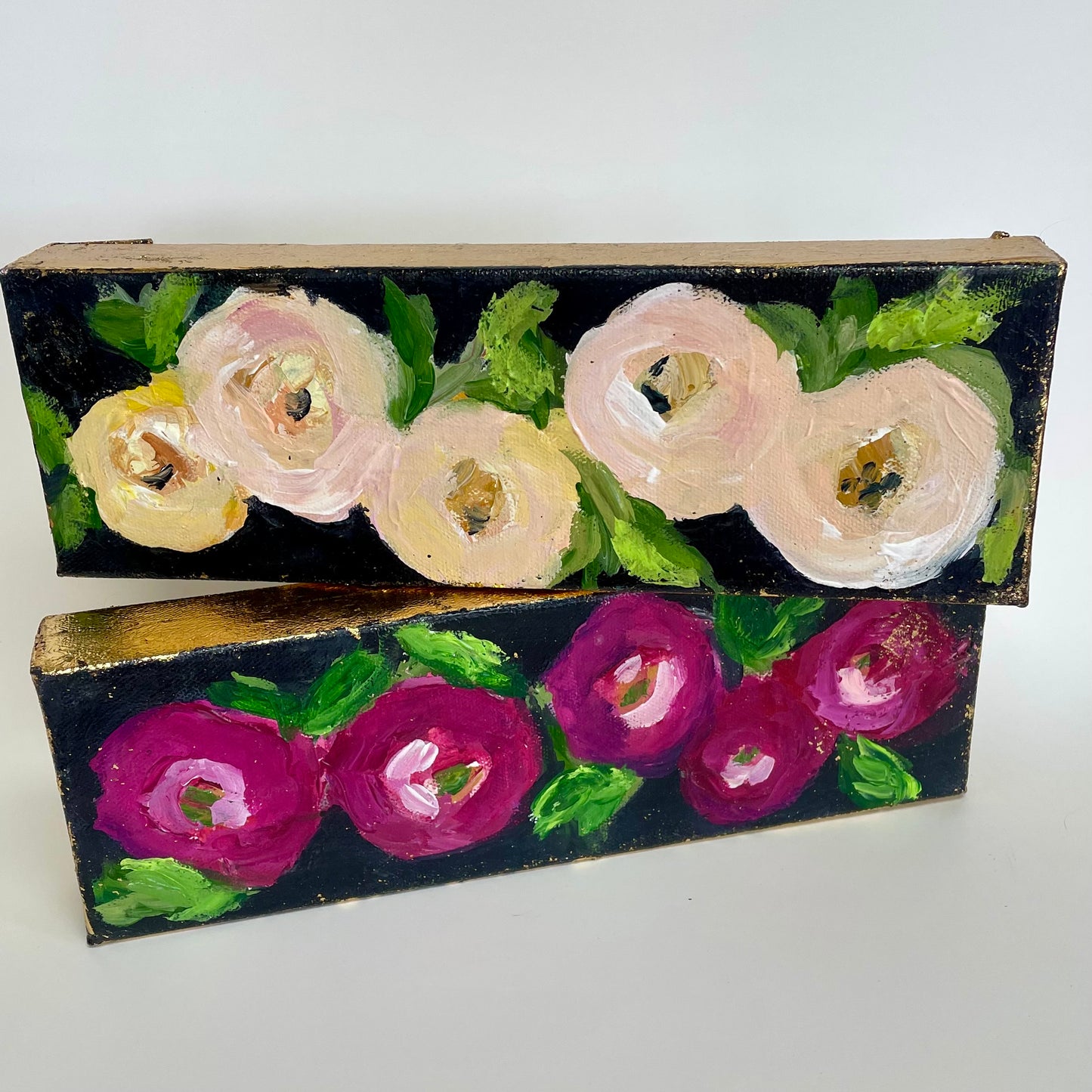 Roses with Gold Leaf - Tangled Garden Art_