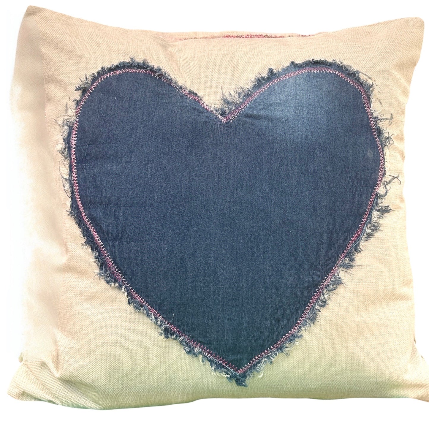 Denim Heart Decorative Cushion Cover megankyle_