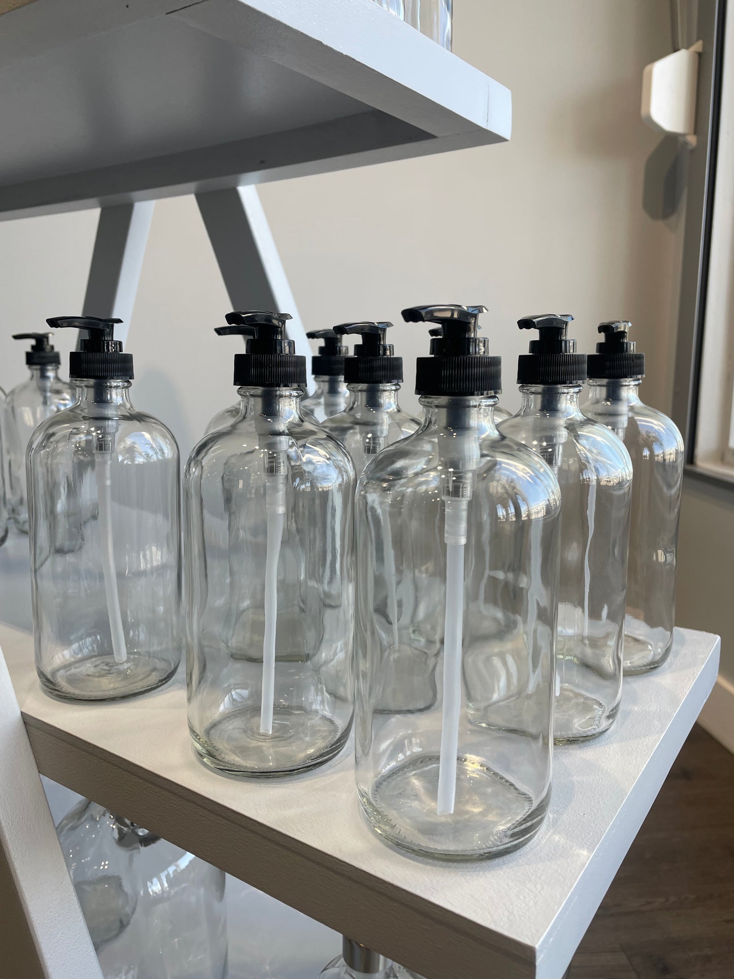 Glass Bottles with Black Pump