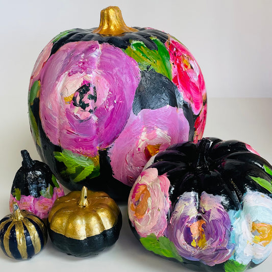 Pumpkins Hand Painted - Tangled Garden Art_