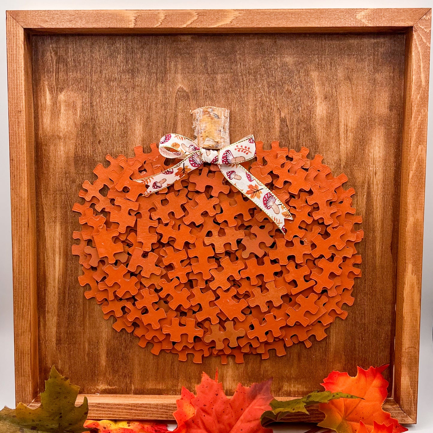 Pumpkin Puzzle Piece Shadow Box