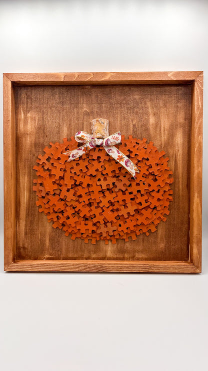 Pumpkin Puzzle Piece Shadow Box