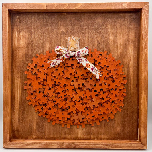 Pumpkin Puzzle Piece Shadow Box