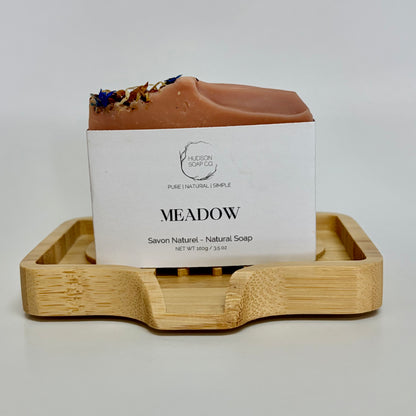 Bamboo Soap Dish with Wavy Drainage