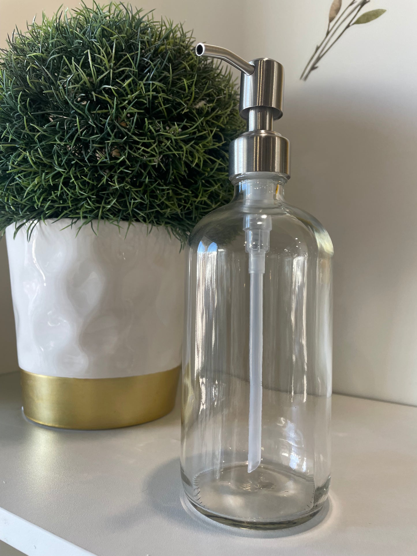 Glass Bottle with Stainless Steel Pump