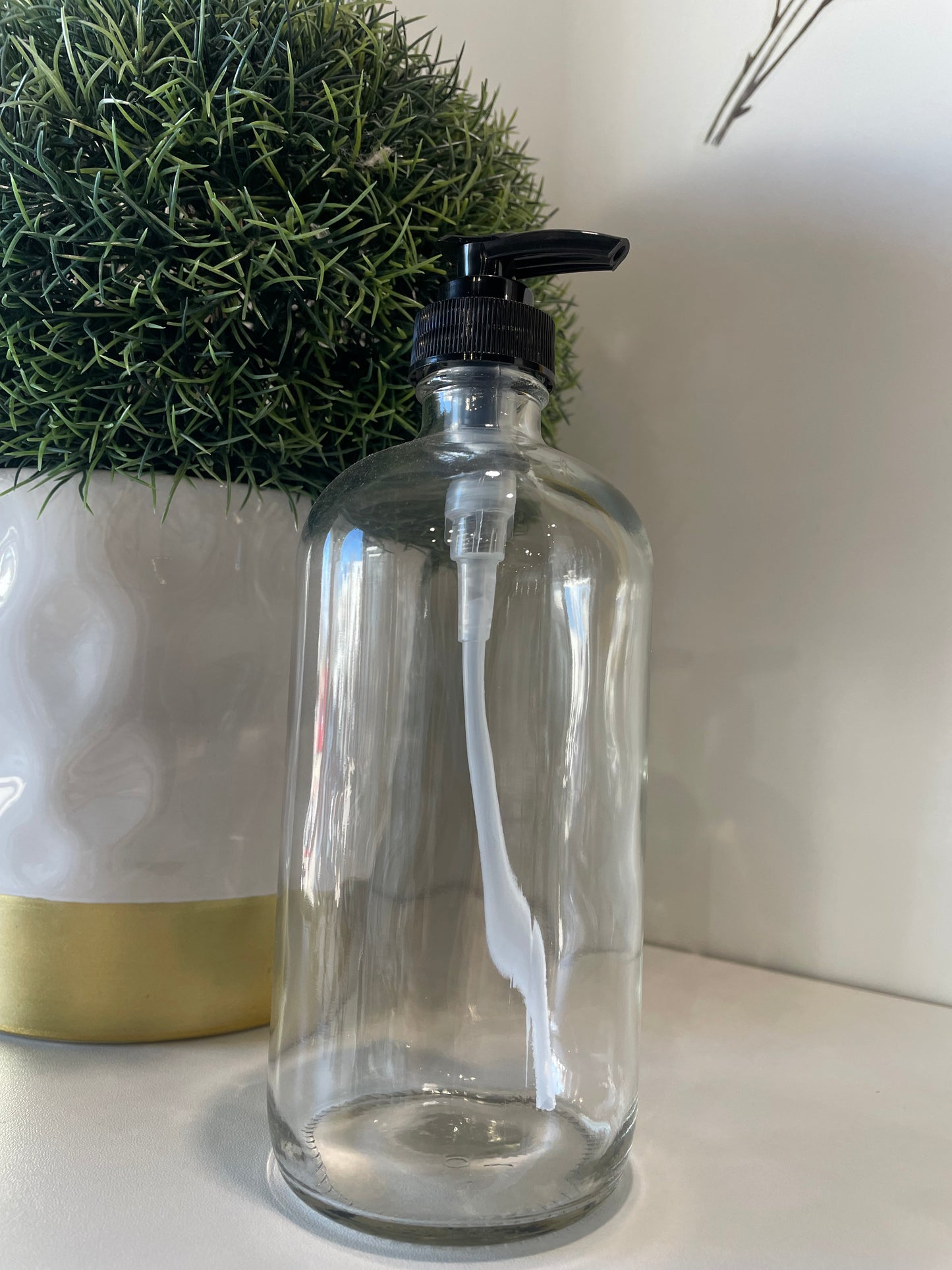 Glass Bottle with Black Plastic Pump