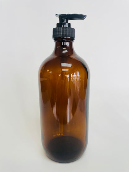 Glass Bottle with Black Plastic Pump