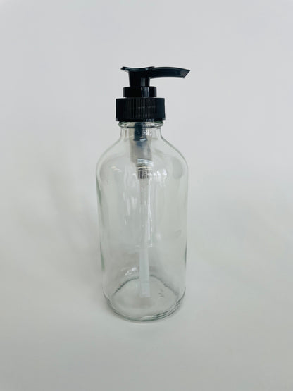 Glass Bottle with Black Plastic Pump