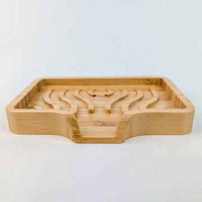 Bamboo Soap Dish with Wavy Drainage